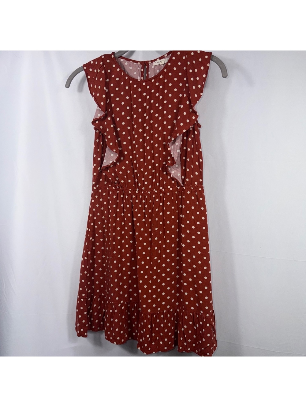 Copper Key Girls L Rust Polka Dot Ruffle Dress